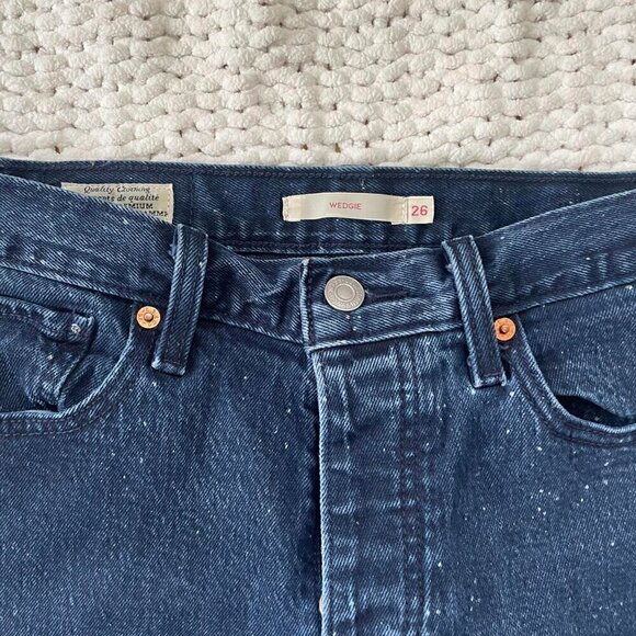 Levi's Wedgie Icon Fit Jeans in Intergalactic Dark With White Dots -  Size 26 - Picture 4 of 5